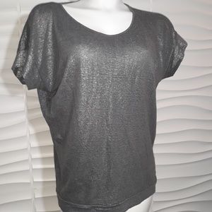 Eileen Fisher Metallic Gray Short Sleeve Tee